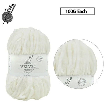 10 x 100g White Velvet Knitting Yarn Super Soft Chunky Crochet Craft Wool Ball