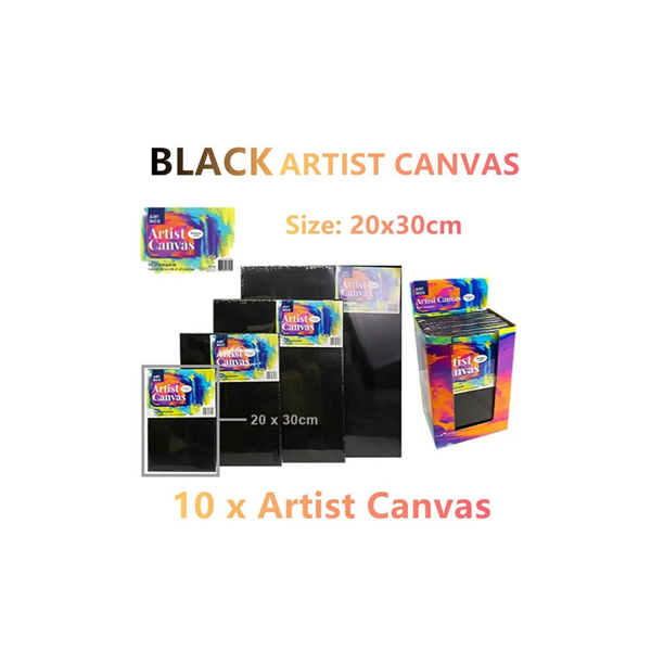 10x Black Stretched Artist Blank Canvas 20x30cm Painting Oil Acrylic Arts Wood