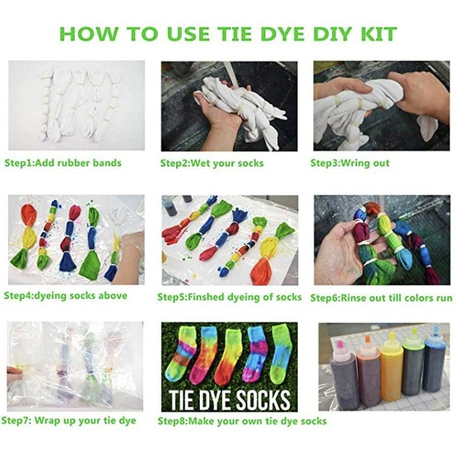 10x Bright Colours Tie Dye KIT Fabric Dye Art Paint Non-Toxic Textile DIY Gifts