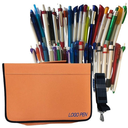 120x Assorted Ball Point Pens + Pen Holder Folder School Office Business BULK