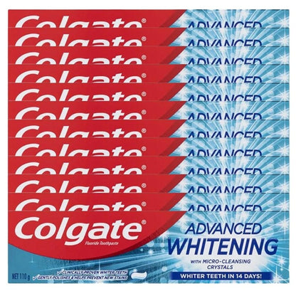 12 Pack Colgate Advanced Whitening with Micro Cleansing Crystals Toothpaste 110g
