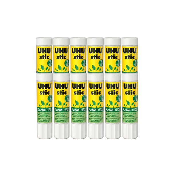 12 Pack UHU ReNature Glue Stick 40G Sticks Plant Based Bulk