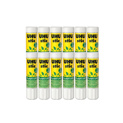 12 Pack UHU ReNature Glue Stick 40G Sticks Plant Based Bulk