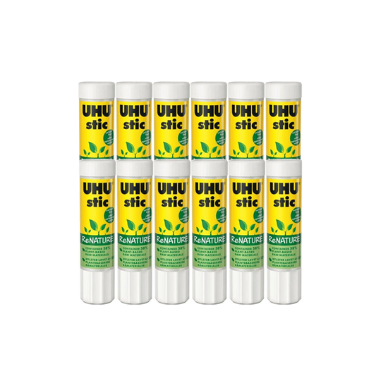 12 Pack UHU ReNature Glue Stick 40G Sticks Plant Based Bulk