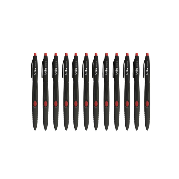 12pc Artline Supreme 1.0mm Ball Point Pen Writing School Ballpoint Draw Pens Red