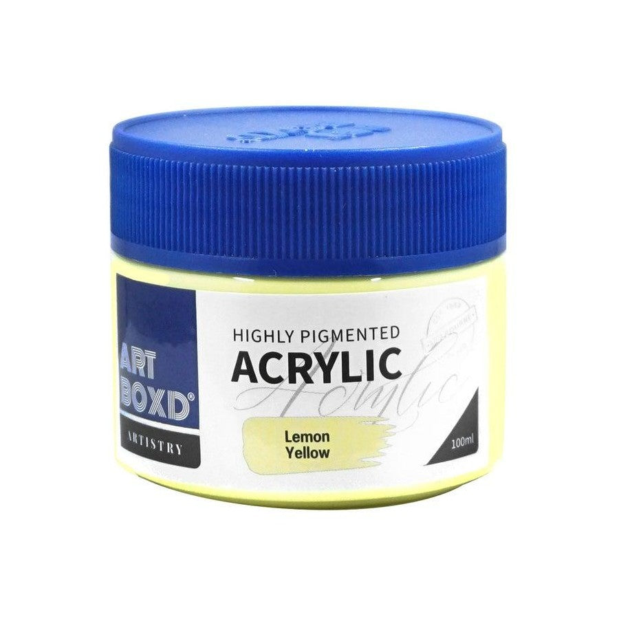 12x Art Boxd 100ml Premium Acrylic Artists Art/Craft Paint High Pigmented Yellow