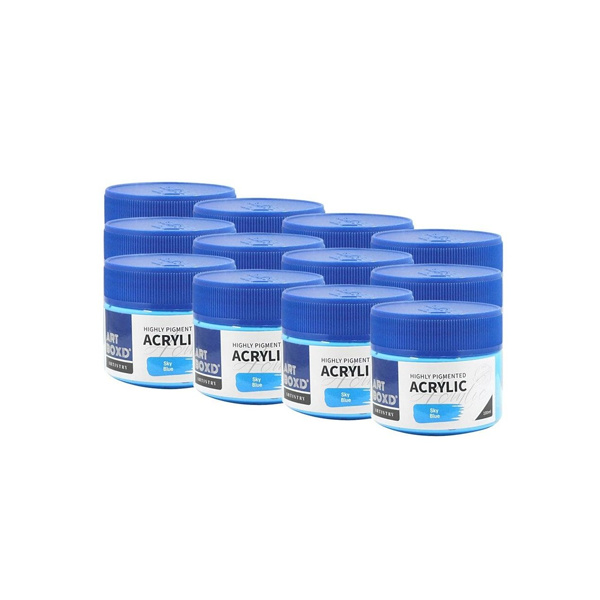 12x Art Boxd 100ml Premium Acrylic Artists Craft Paint High Pigmented Sky Blue