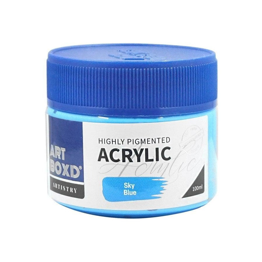 12x Art Boxd 100ml Premium Acrylic Artists Craft Paint High Pigmented Sky Blue