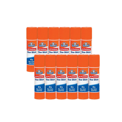 12x Elmers All Purpose School Glue Stick Clear 40G