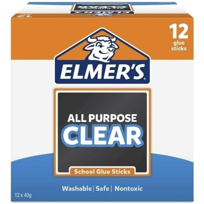 12x Elmers All Purpose School Glue Stick Clear 40G