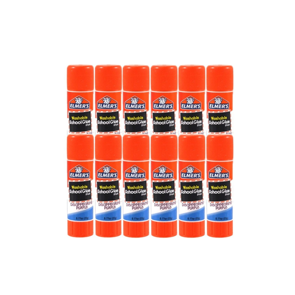 12x Elmers Washable School Glue Stick Purple Disappearing 40G