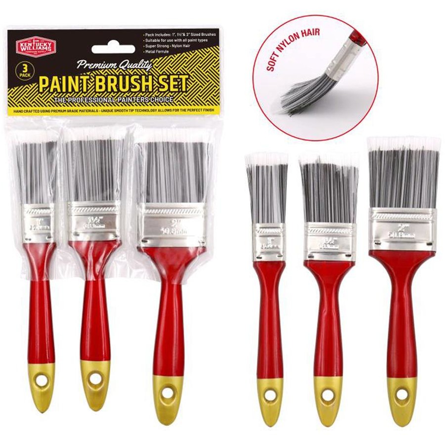 15PCS Artist Paint Brush Set Bristles 3 Sizes Flat Harware Painting Art Supplies