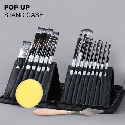 19Pcs Artist Paint Brushes Set Watercolour Acrylic Oil Painting Sponge Brush