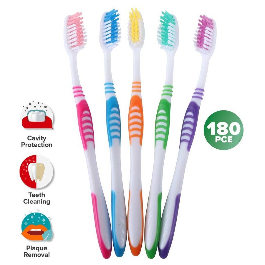 1st Care 180PCE Toothbrushes Medium Bristles Assorted Colours