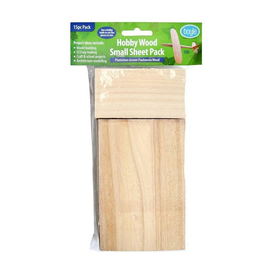 2x 15pc Boyle Hobby Craft DIY Kids/Adult Model Paulownia Wood Small Sheet Pack