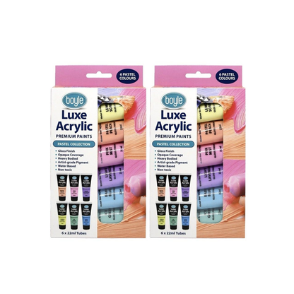 2x 6PK Luxe Acrylic Water-Based 22ml Premium Paint Tube Art Non-Toxic Pastel