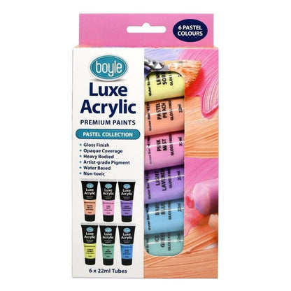 2x 6PK Luxe Acrylic Water-Based 22ml Premium Paint Tube Art Non-Toxic Pastel