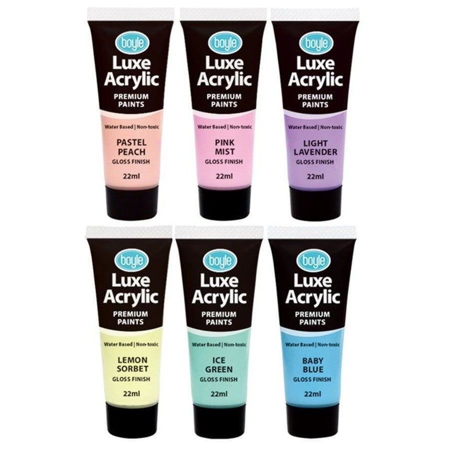 2x 6PK Luxe Acrylic Water-Based 22ml Premium Paint Tube Art Non-Toxic Pastel