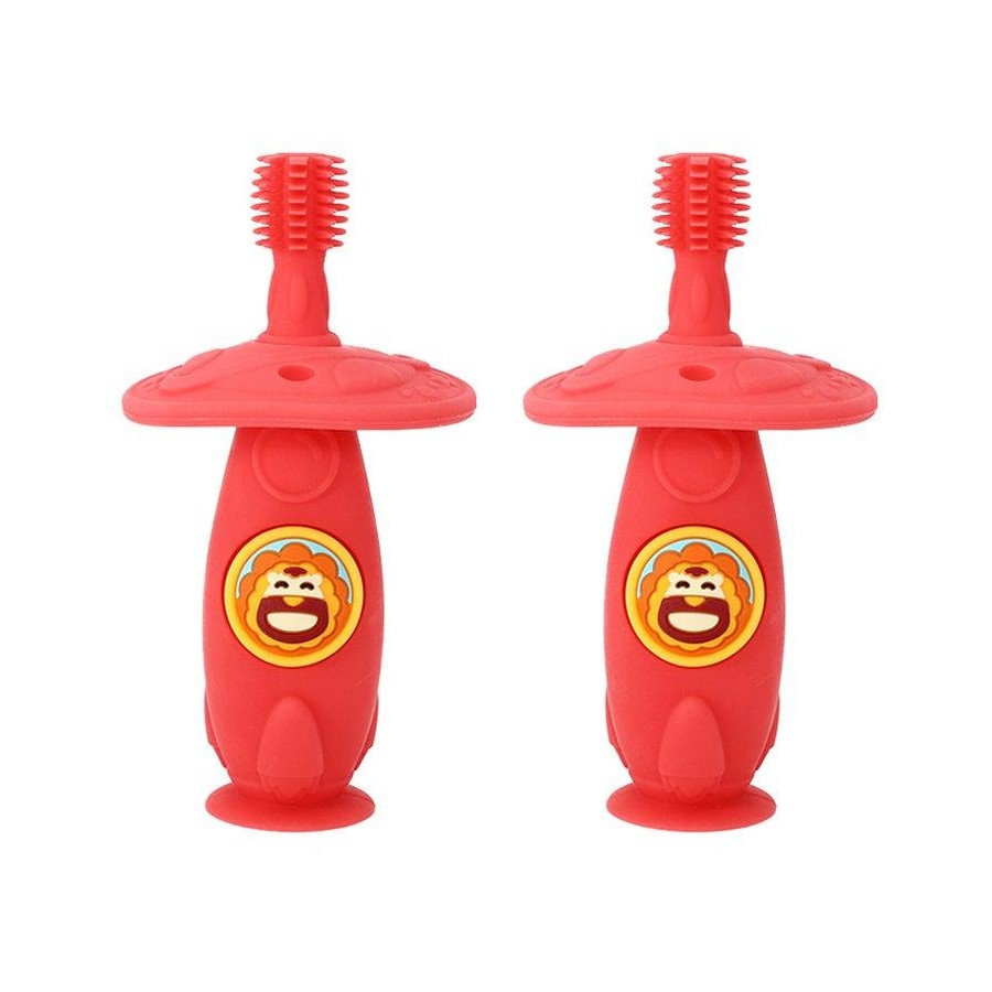 2x Marcus & Marcus Self Training 360 Silicone Kids Toothbrush Marcus Red 12m+