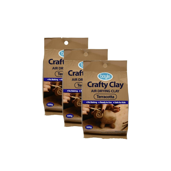 3PK Boyle Crafty Modelling Clay Kids/Child DIY/Craft Air Drying Terracotta 500g