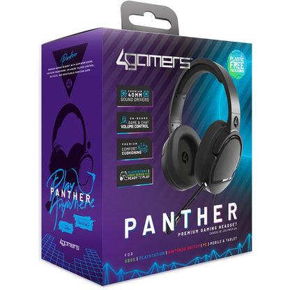 4Gamers Panther Premium Gaming Headset Black - PS5, PS4, Xbox, Switch, PC