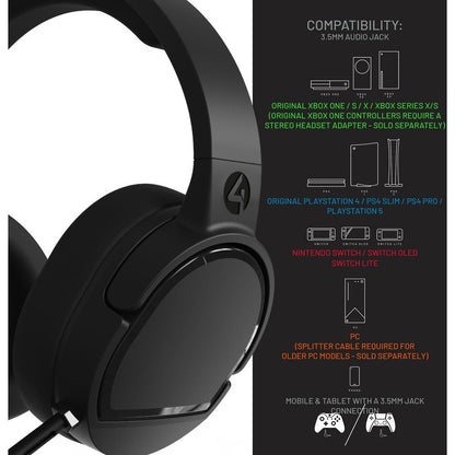 4Gamers Panther Premium Gaming Headset Black - PS5, PS4, Xbox, Switch, PC