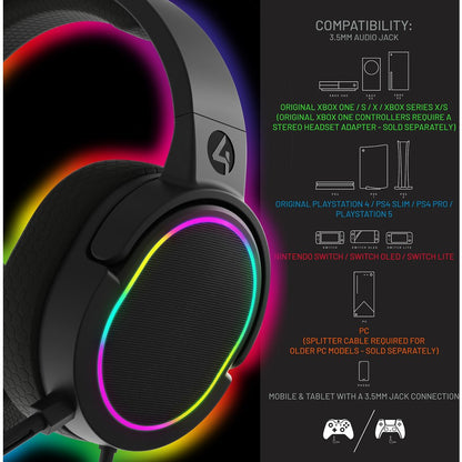 4Gamers Panther RGB LED Light Up Gaming Headset