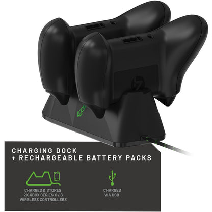 4Gamers Xbox Series XS Wireless Controller Twin Charging Dock - Black