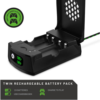 4Gamers Xbox Wireless Controller High Capacity Twin Rechargeable Battery Packs - Black