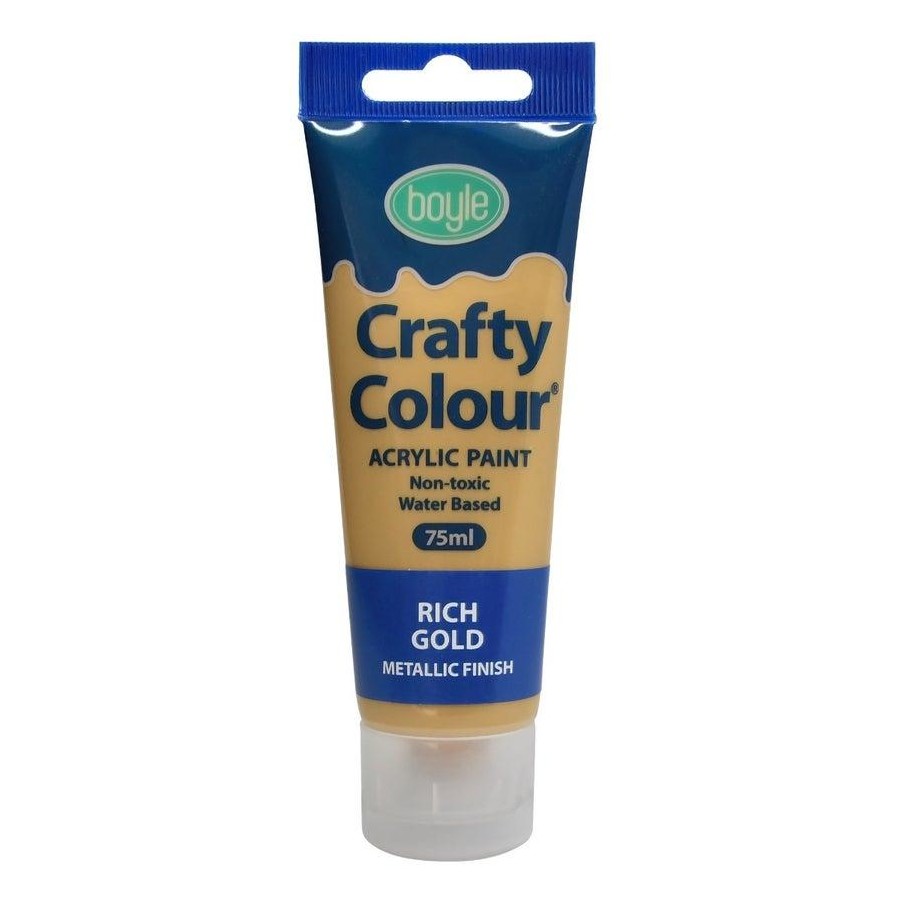 5x Crafty Colour Art 75ml Acrylic Paint Tube Water-Based Metallic Rich Gold