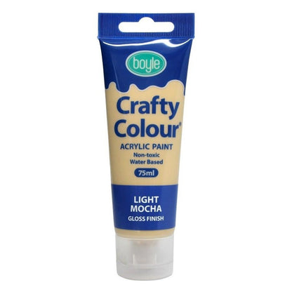 5x Crafty Colour Art/Craft Water-Based 75ml Acrylic Gloss Paint Tube Light Mocha