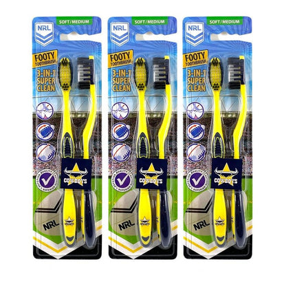 6pc NRL North Queensland Cowboys Soft/Medium Bristles Toothbrush Kids 6y+