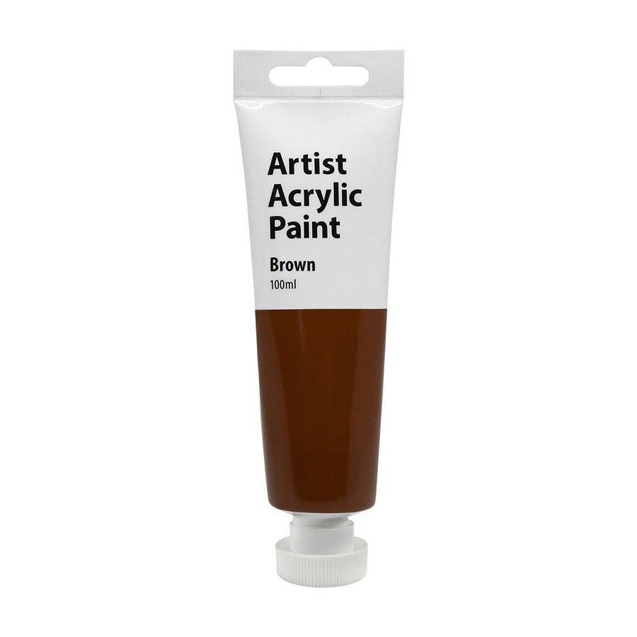 6x Artist 100ml Acrylic Paint Gloss Finish Water Based Painting Crafts Brown 3+