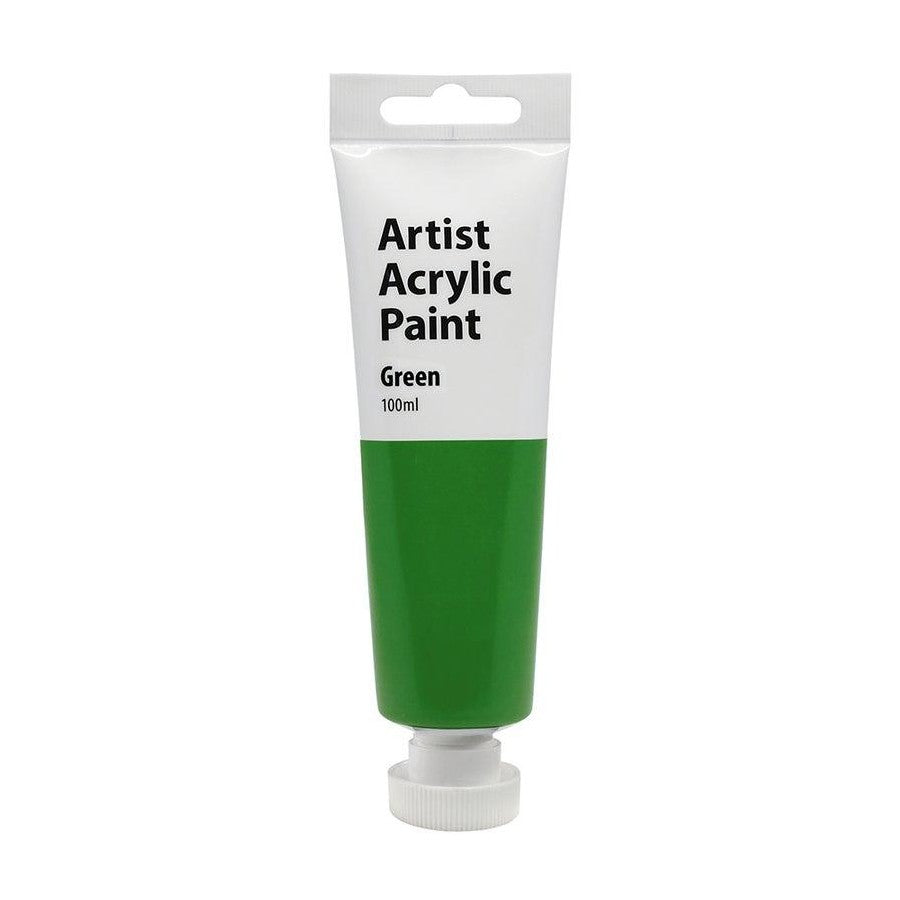 6x Artist 100ml Acrylic Paint Gloss Finish Water Based Painting Crafts Green 3+