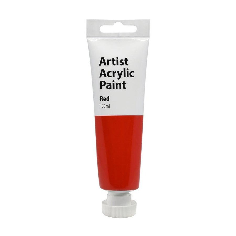 6x Artist 100ml Acrylic Paint Gloss Finish Water Based Painting Crafts Red 3+