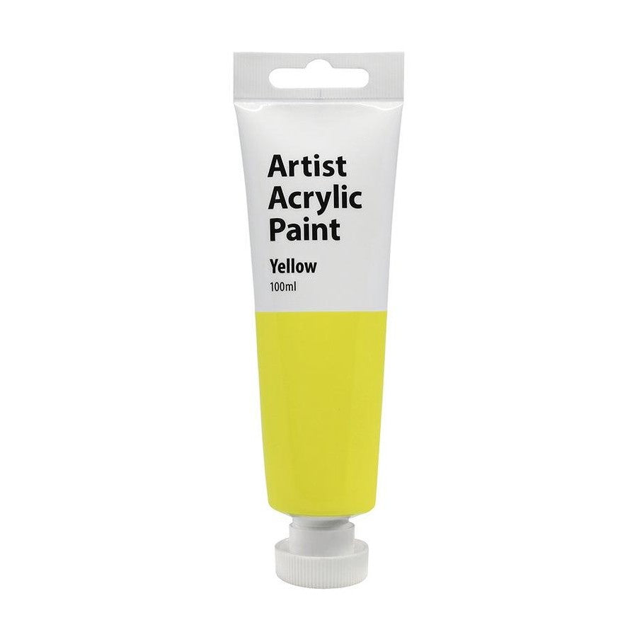 6x Artist 100ml Acrylic Paint Gloss Finish Water Based Painting Crafts Yellow 3+