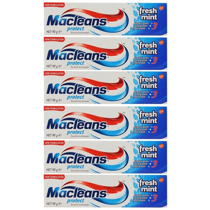 6x Macleans 90g Fluoride Toothpaste Protect Dental Oral Teeth Care Fresh Mint
