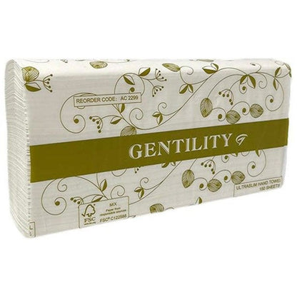 A&C Gentility Ultraslim Hand Paper Towels 23x24cm 1ply 150 Sheets x 16 Packs/Carton AC-2299