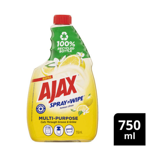 Ajax Spray N Wipe Lemon Citrus 5 in 1 Multi Purpose Cleaner Refill Pack | 750mL