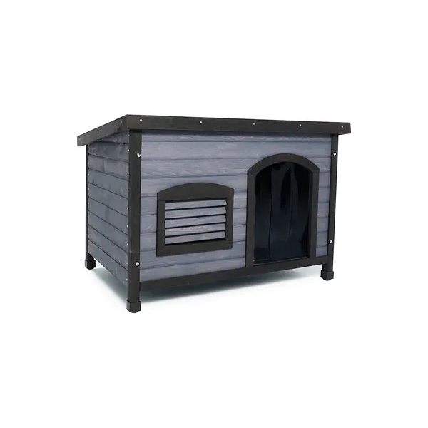 All Day Flat Roof Timber Dog Kennel Grey Small