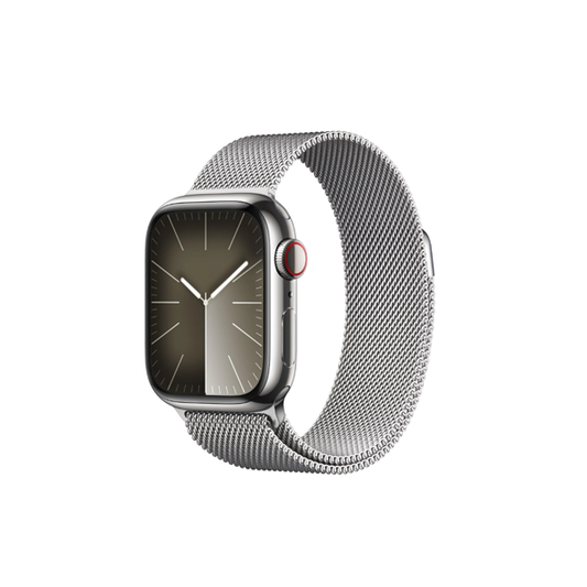 Apple Watch Series 9 41mm Silver Stainless Steel Case GPS + Cellular Milanese Loop