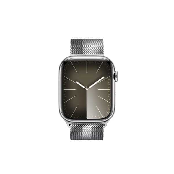 Apple Watch Series 9 45mm Silver Stainless Steel Case GPS + Cellular Milanese Loop