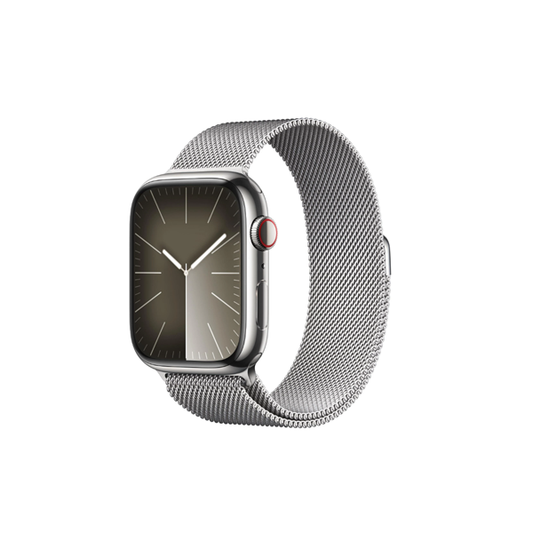 Apple Watch Series 9 45mm Silver Stainless Steel Case GPS + Cellular Milanese Loop