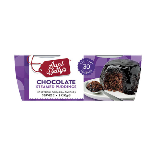 Aunt Betty's Chocolate Steamy Puds 2 Pack | 190g