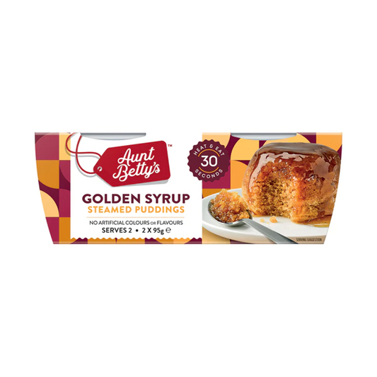 Aunt Betty's Gooey Golden Syrup Steamy Puds 2 Pack | 190g