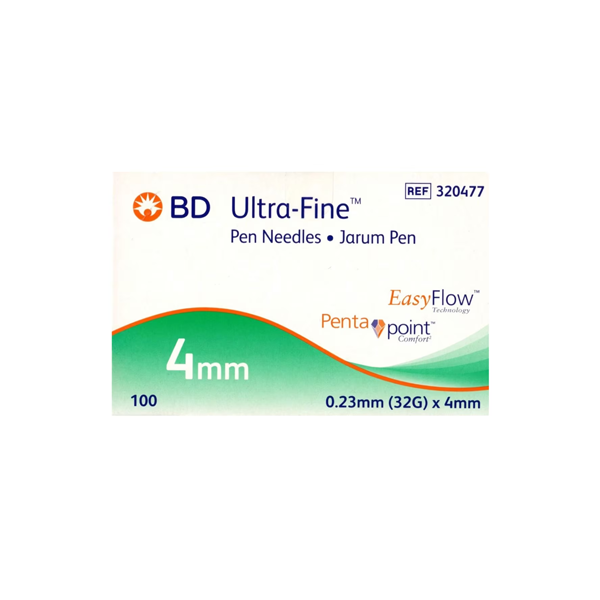 BD Ultra Fine Pen Needle 32g x 4mm 100 Pack