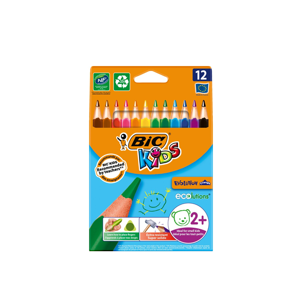 BIC Kids Evolution Triangle Coloured Pencils 12 Pack