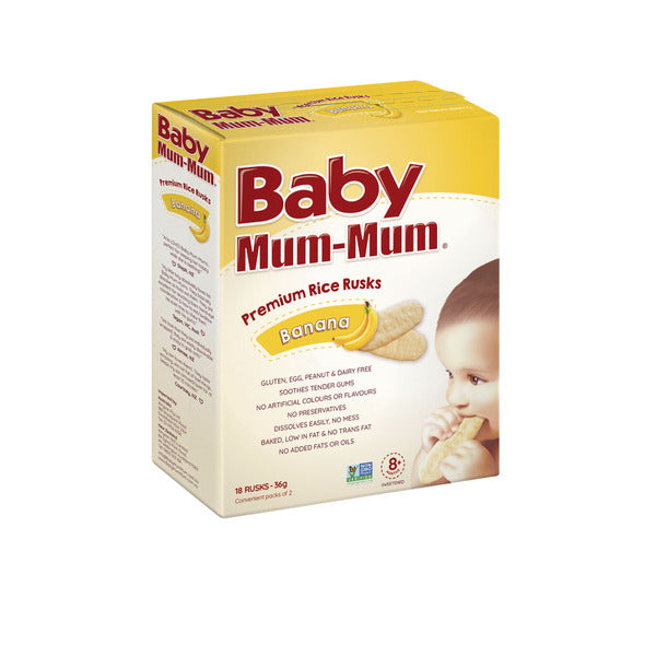 Baby Rice Hard Rusk's Baby Mum-Mum Rice Rusks Banana +8 Months | 36g x 2 Pack – Shop & Dispatch