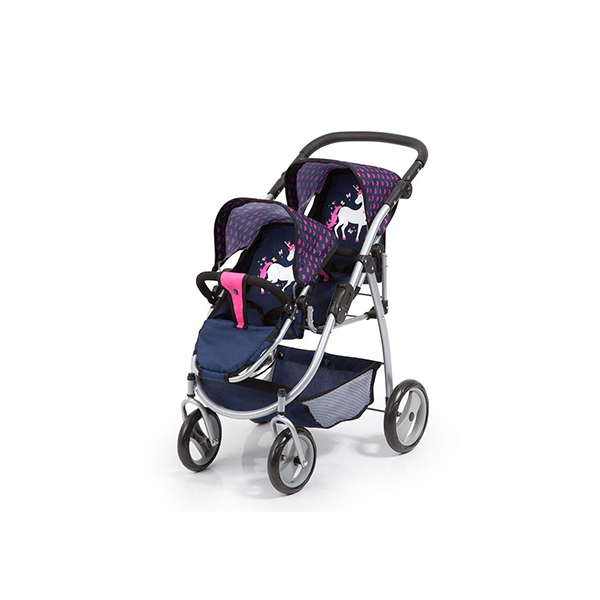 Bayer 73cm Twin Tandem Doll Pram/Stroller Blue/Pink 3y+ Kids Pretend Parent Toy