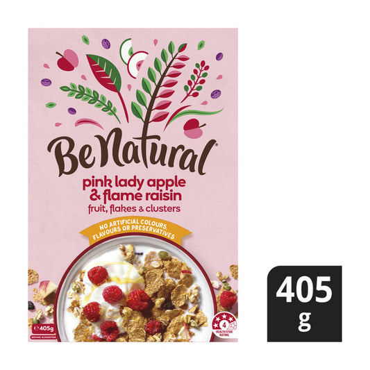 Be Natural Flakes and Clusters Breakfast Cereal With Pink Lady Apple & Flame Raisins | 405g